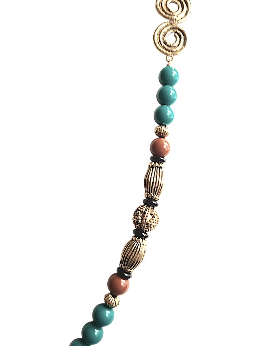 Teal, Gold, & Brown Beads Long Necklace | 1928 Brand | 39" Long | NWOT - Picture 3 of 6